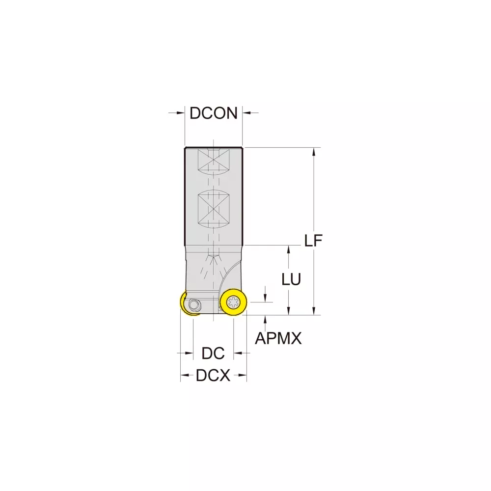 Корпус фрезы со сменными пластинами NC-RP08T2M-D20-W20-L150-Z02-H